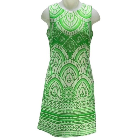 Just Taylor Dresses & Skirts - JUST TAYLOR Dress Women's Size 8 Sheath Stretch Knit Geometric Print Midi